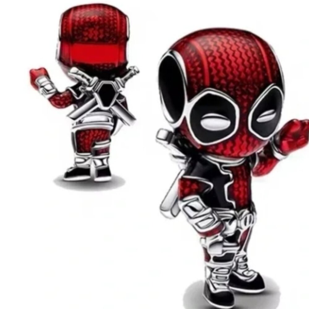 925 Sterling Silver Marvel Deadpool Inspired Charm for Charm Bracelet